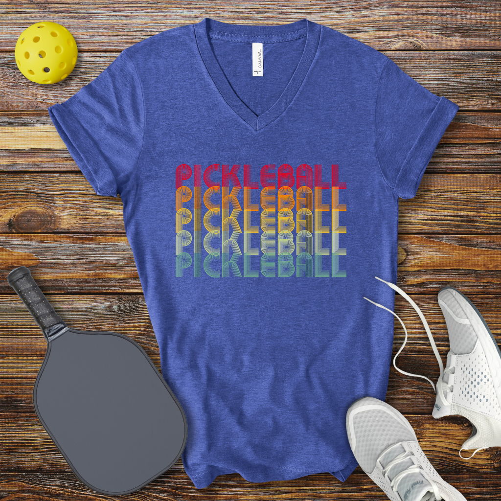 Funny Pickleball Shirt β PIckleball Retro Colored V-Neck T-shirt