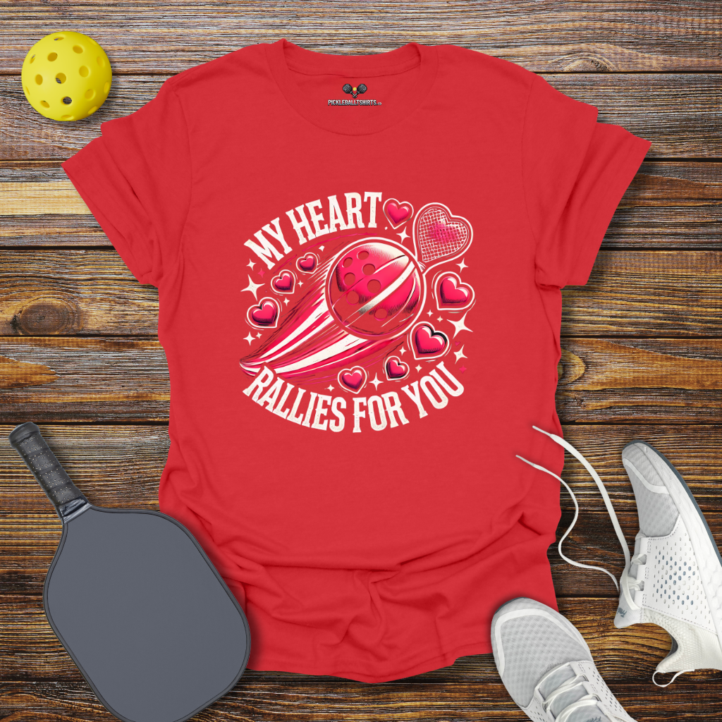 Funny Pickleball Shirt β My Heart Rallies for You Valentine T-Shirt