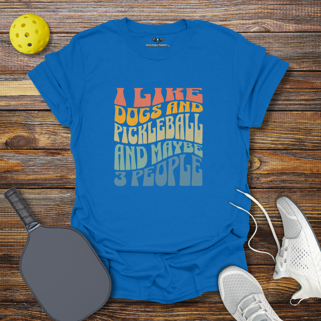 Funny Pickleball Shirt β I Like Dogs and Pickleball and Maybe 3 People Retro T-Shirt