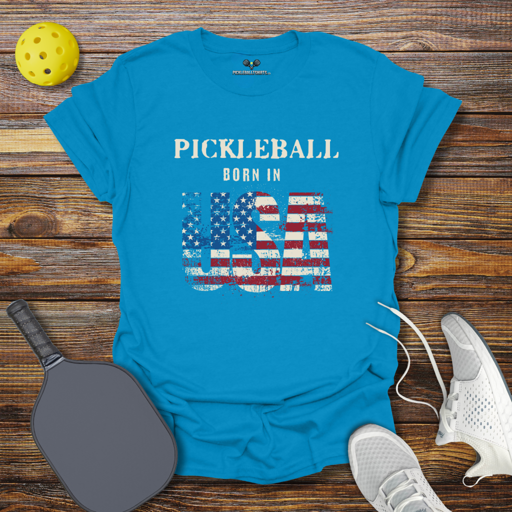 Funny Pickleball Shirt β Pickleball Born in USA T-Shirt