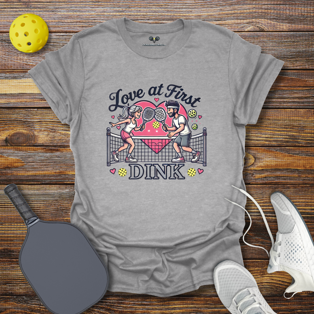 Funny Pickleball Shirt β Love at First Dink Valentine T-Shirt