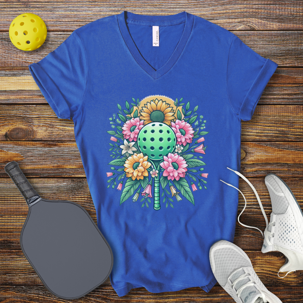 Funny Pickleball Shirt β Floral Pickleball Dreams V-Neck T-Shirt