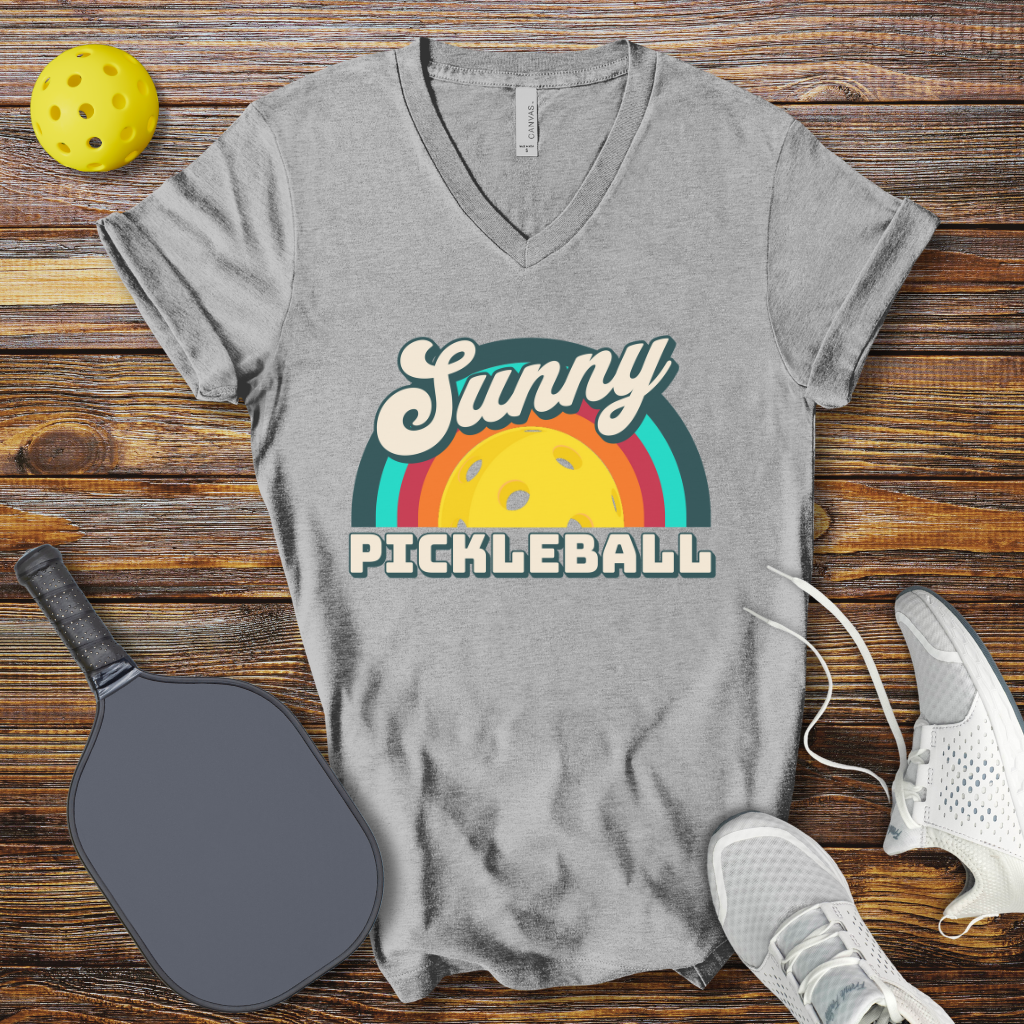 Sunny Pickleball Retro V-Neck T-shirt