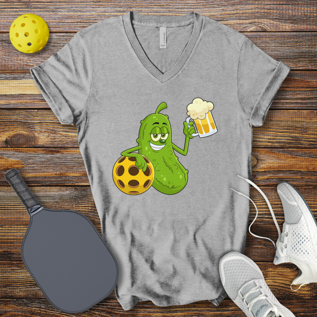 Pickle Drinking V-Neck T-shirt