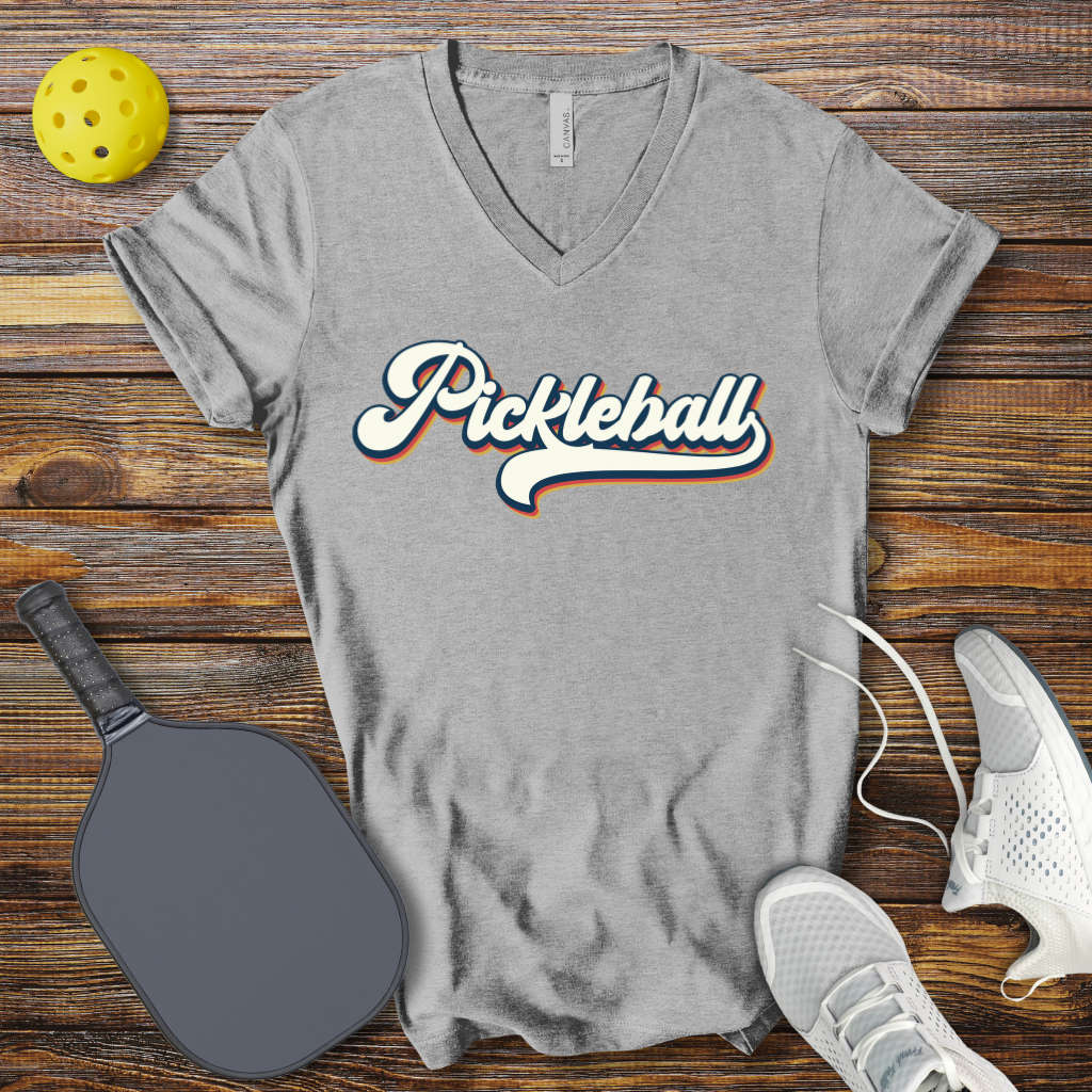 Pickleball Retro V-Neck T-shirt