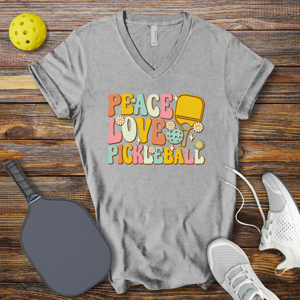 Peace Love Pickleball V-Neck T-shirt