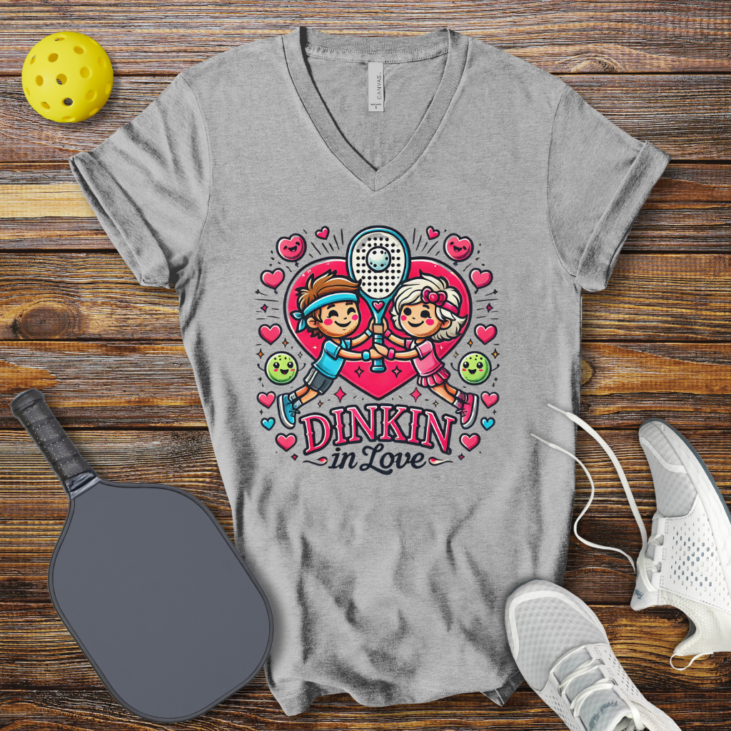 Dinkin in Love Valentine V-Neck T-shirt