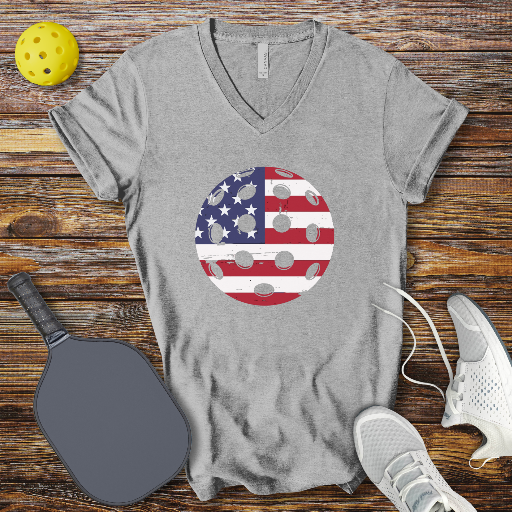 Pickleball USA Ball V-Neck T-shirt