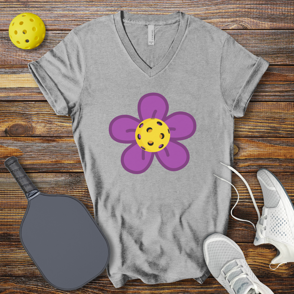 Pickleball Flower V-Neck T-shirt