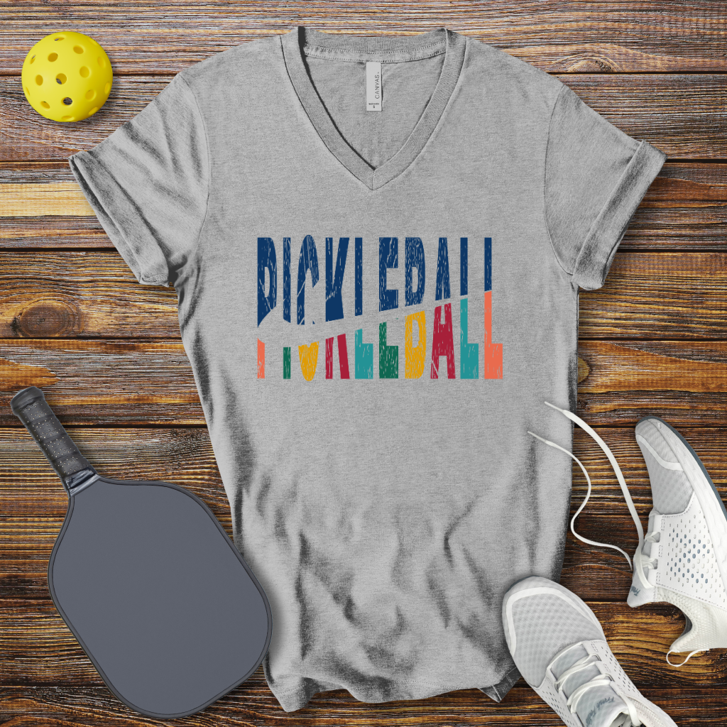 Pickleball Colored Logo V-Neck T-shirt