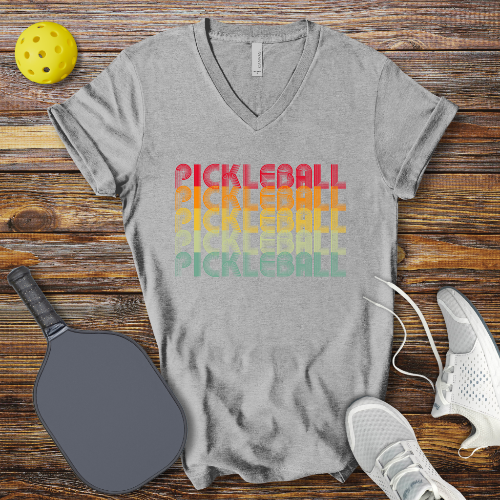 PIckleball Retro Colored V-Neck T-shirt