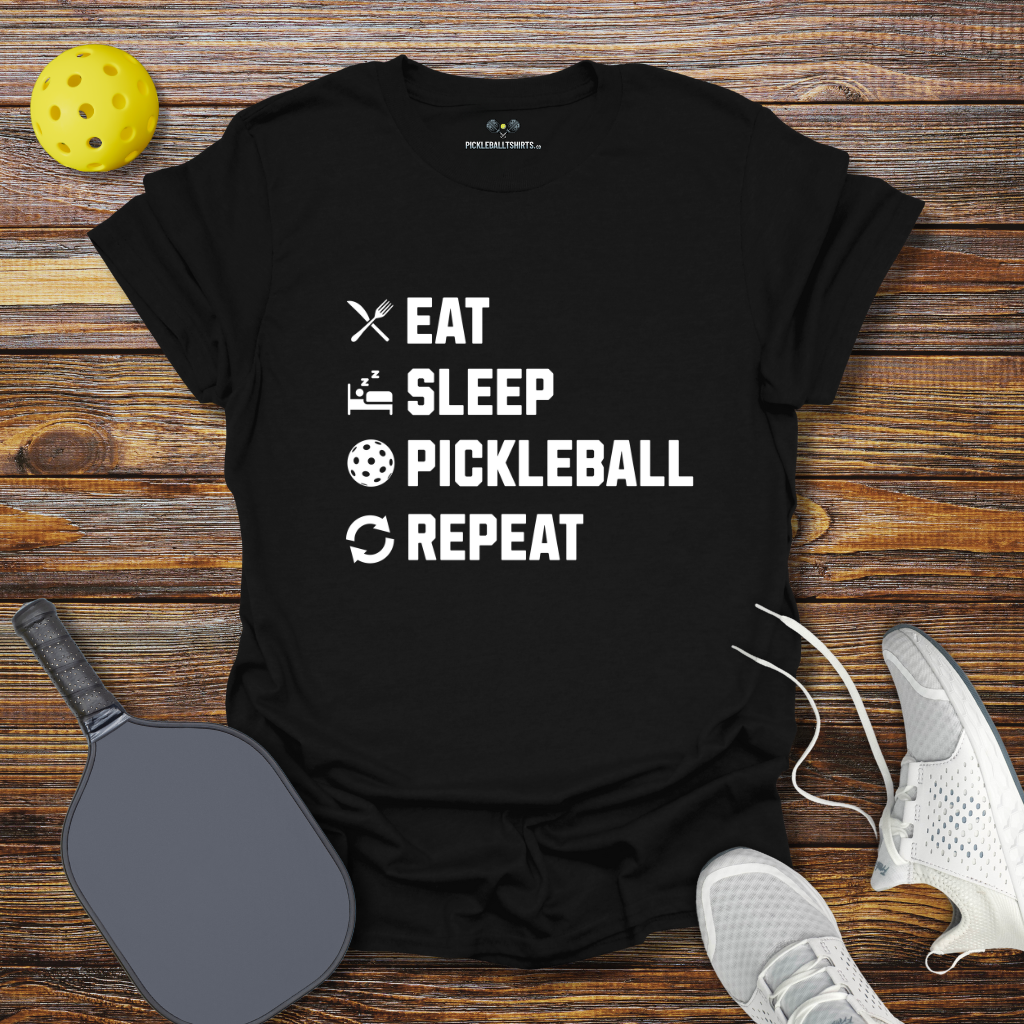 Eat Sleep Pickleball Repeat Logos T-Shirt