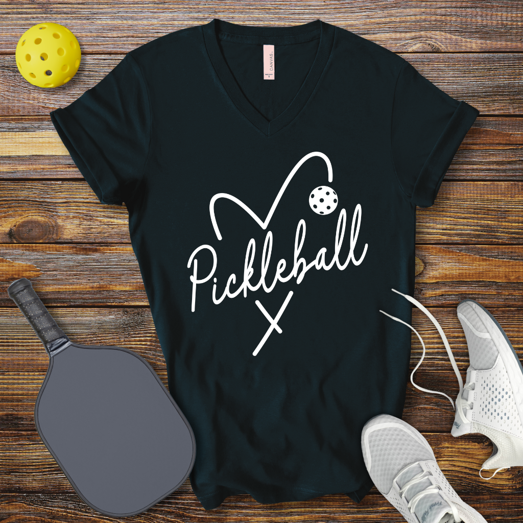 Pickleball Heart V-Neck T-shirt