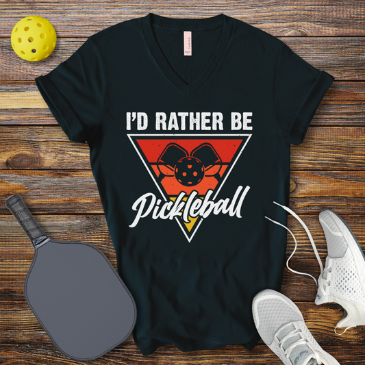 I'd Rather be Pickleball V-Neck T-shirt