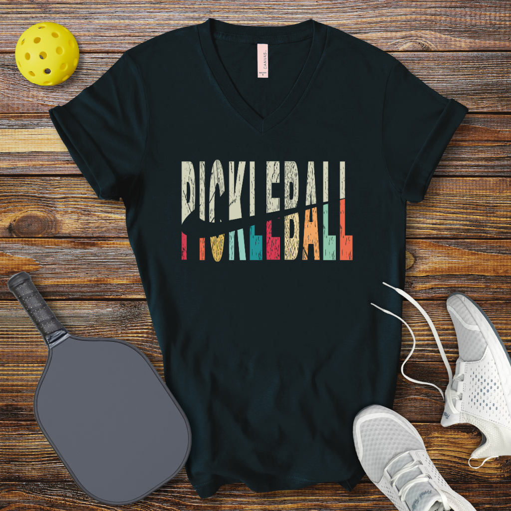 Pickleball Colored Logo V-Neck T-shirt