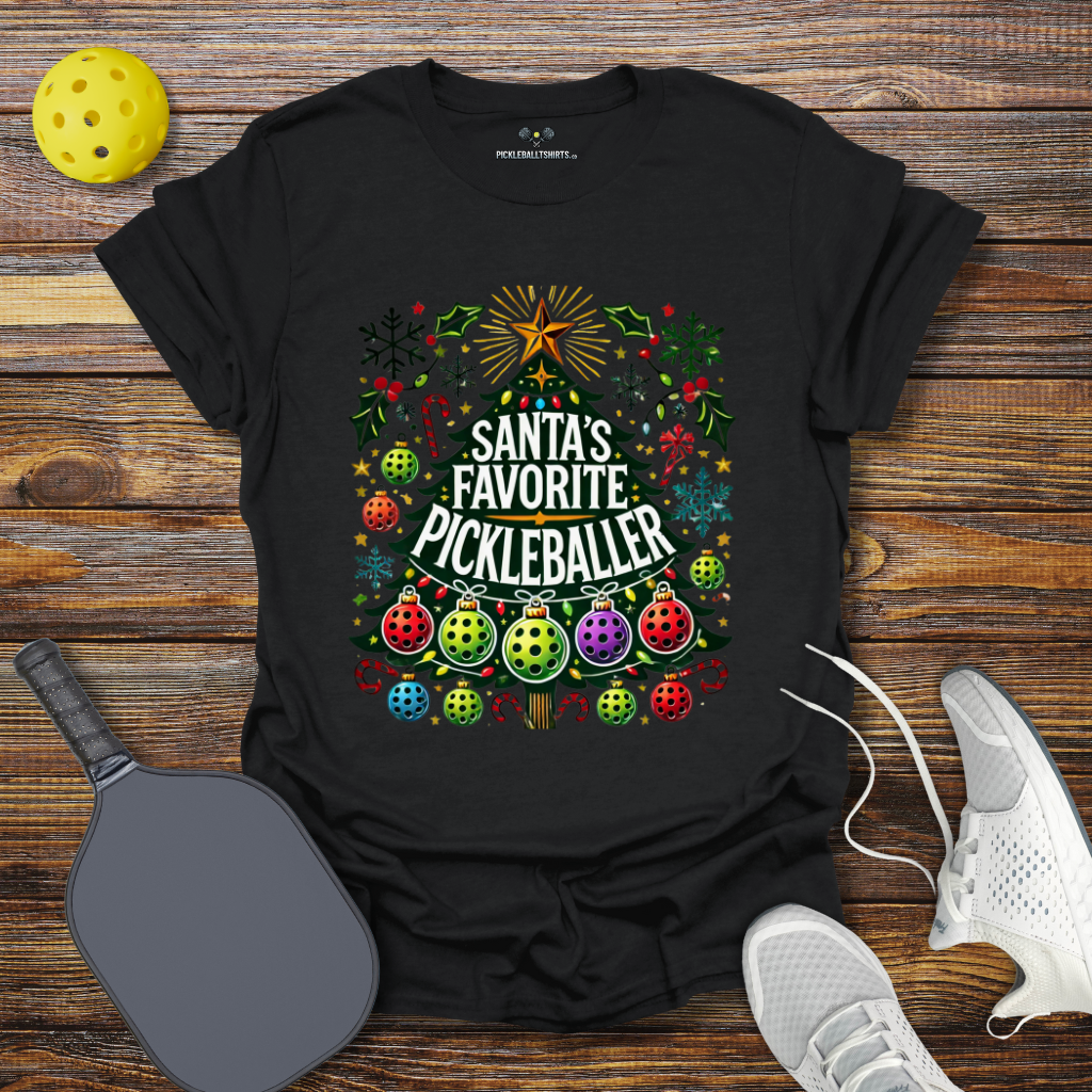 Santa's Favorite Pickleballer Christmas T-Shirt