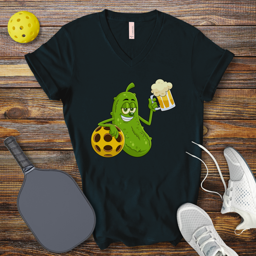 Pickle Drinking V-Neck T-shirt