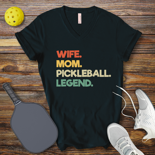 Wife Mom Pickleball Legend V-Neck T-shirt