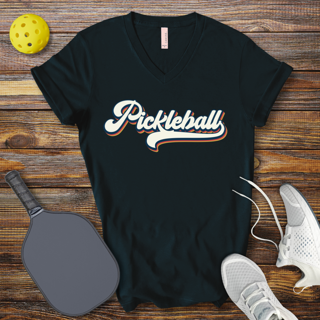 Pickleball Retro V-Neck T-shirt