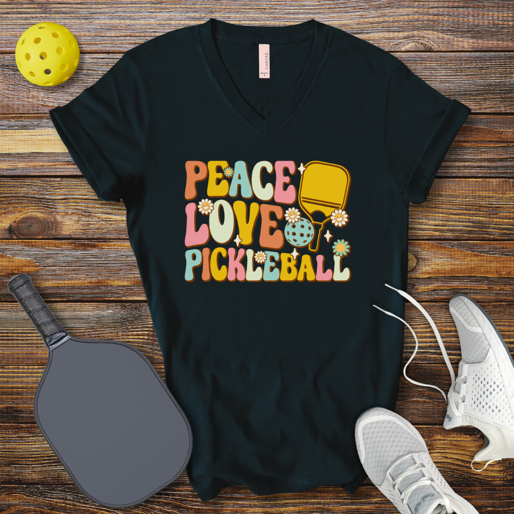 Peace Love Pickleball V-Neck T-shirt