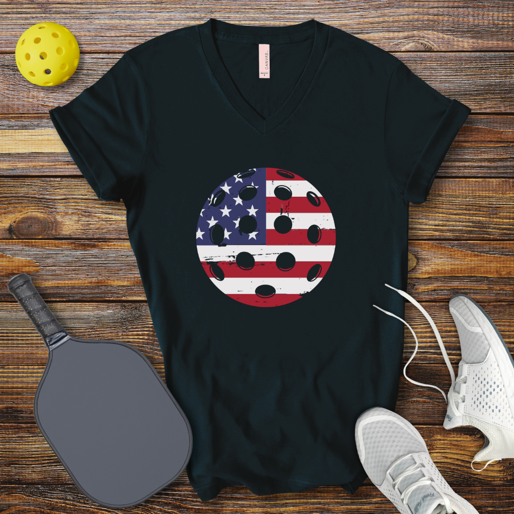 Pickleball USA Ball V-Neck T-shirt