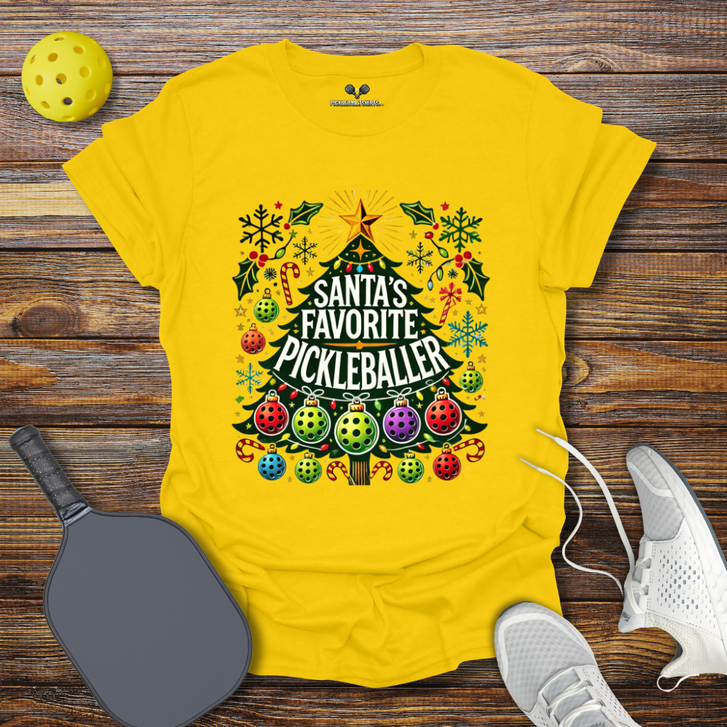 Santa's Favorite Pickleballer Christmas T-Shirt