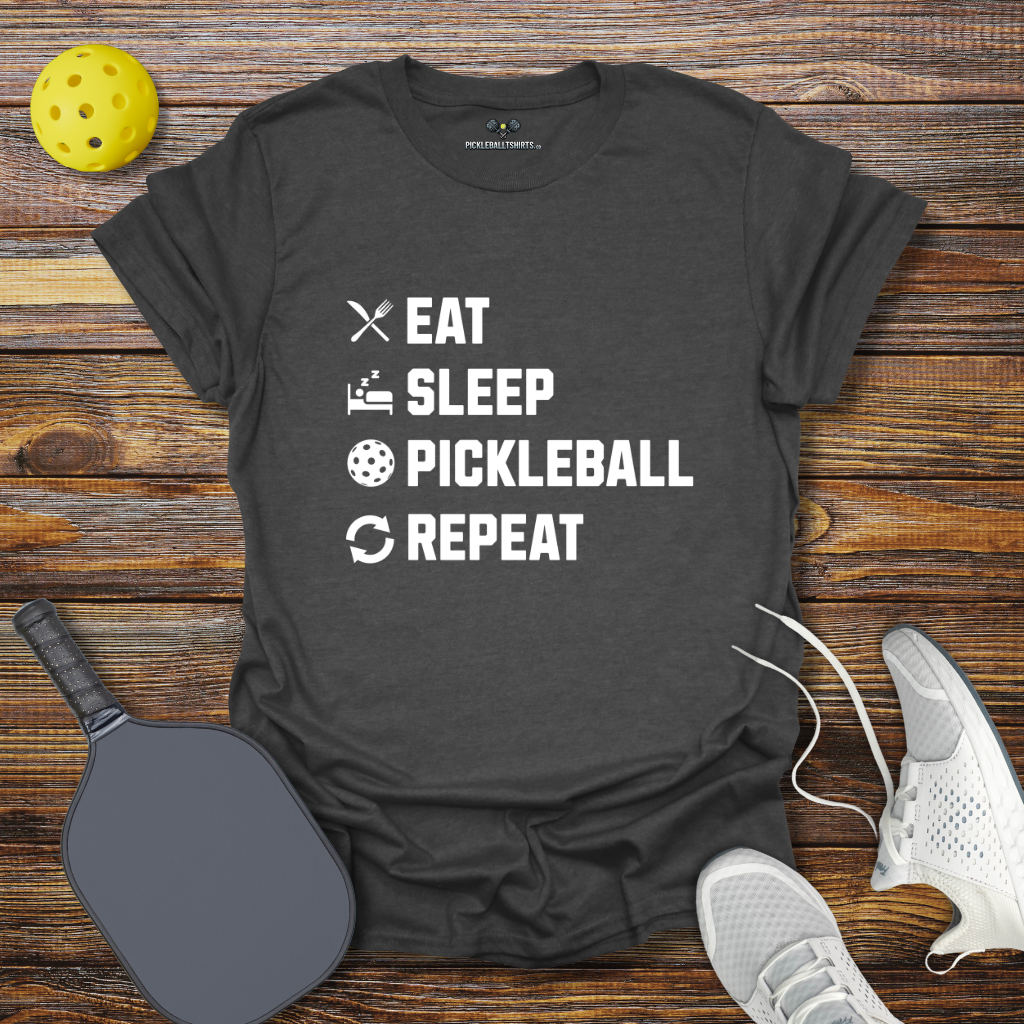 Eat Sleep Pickleball Repeat Logos T-Shirt