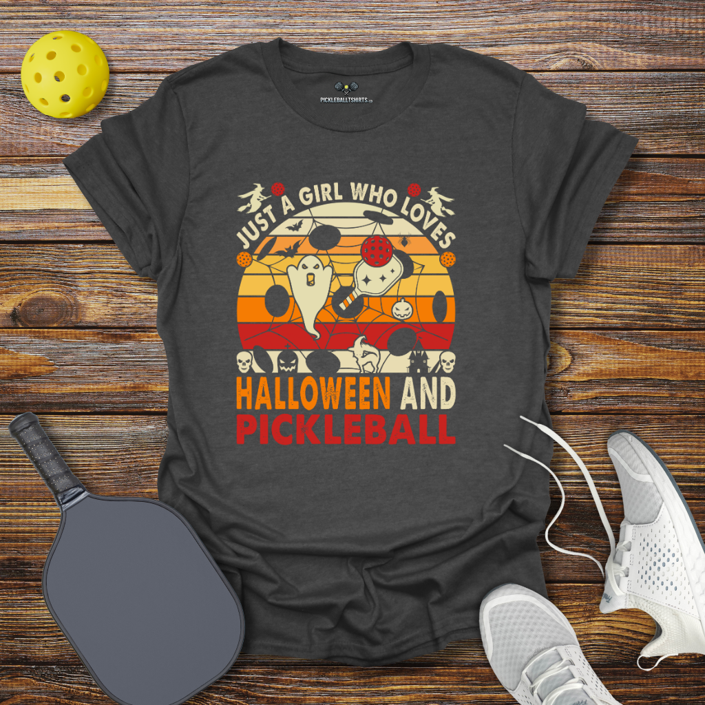 Just a Girl Who Loves Halloween and Pickleball T-Shirt