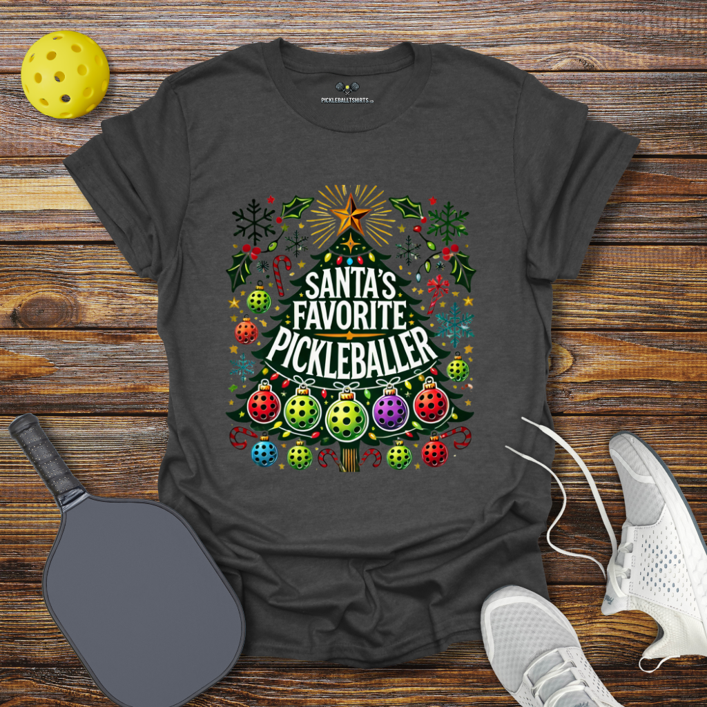 Santa's Favorite Pickleballer Christmas T-Shirt