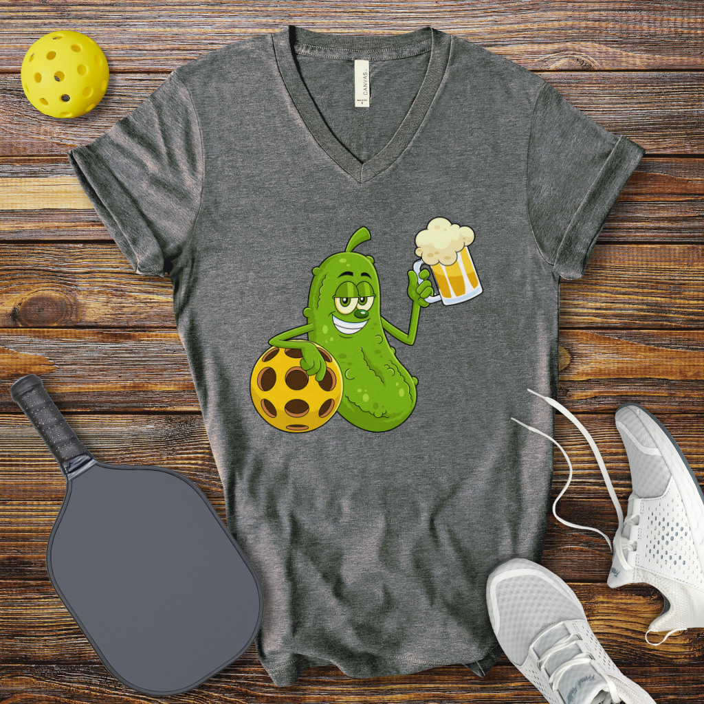 Pickle Drinking V-Neck T-shirt