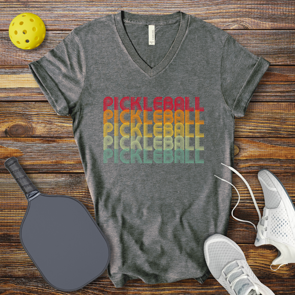 PIckleball Retro Colored V-Neck T-shirt