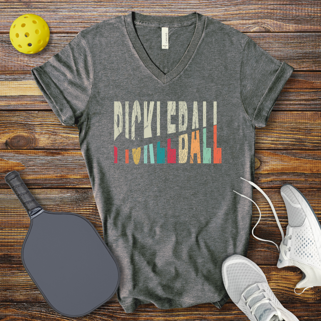 Pickleball Colored Logo V-Neck T-shirt