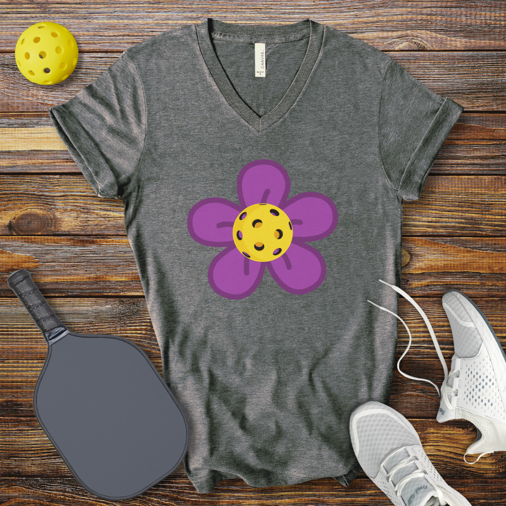 Pickleball Flower V-Neck T-shirt