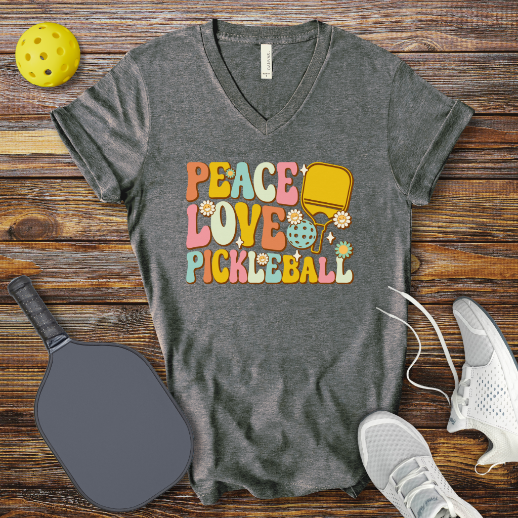 Peace Love Pickleball V-Neck T-shirt