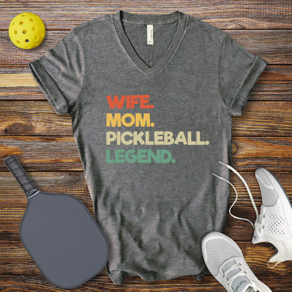 Wife Mom Pickleball Legend V-Neck T-shirt