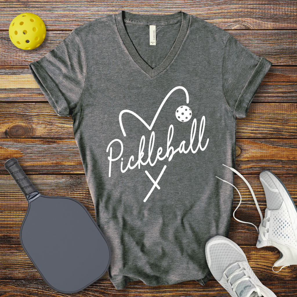 Pickleball Heart V-Neck T-shirt