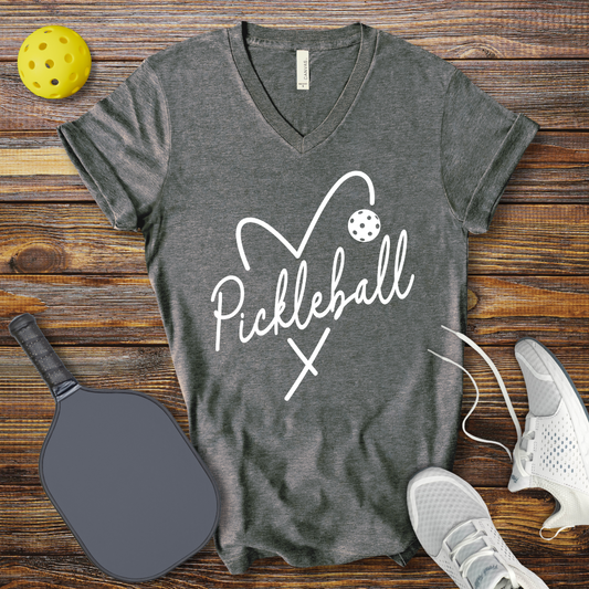 Pickleball Heart V-Neck T-shirt