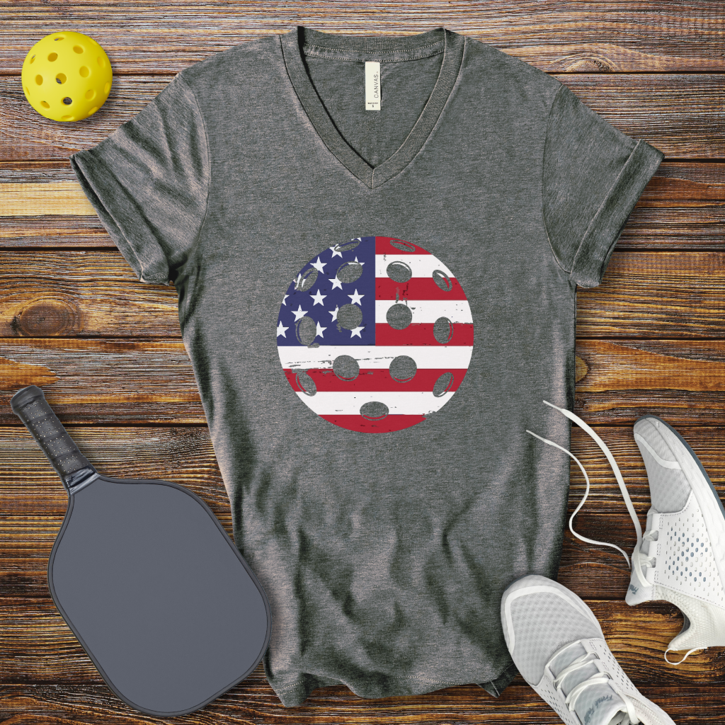 Pickleball USA Ball V-Neck T-shirt