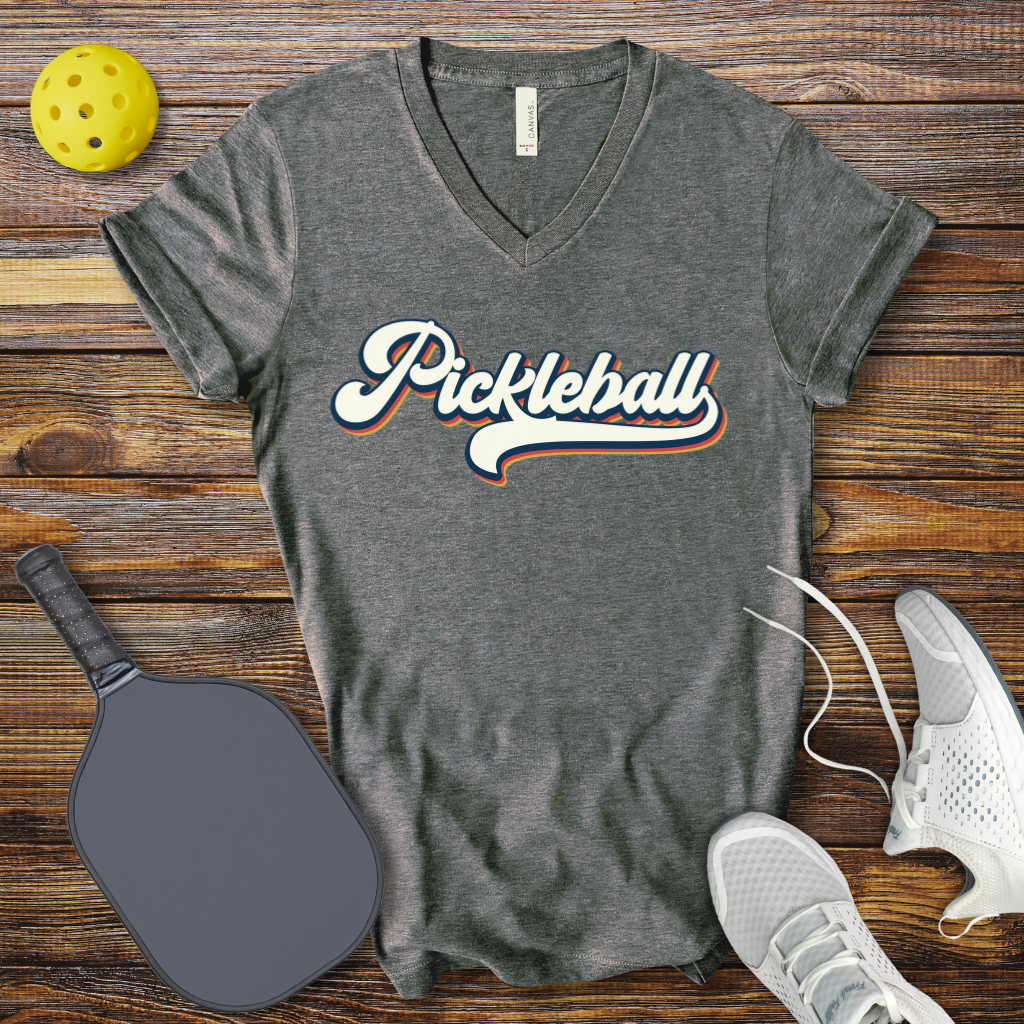 Pickleball Retro V-Neck T-shirt