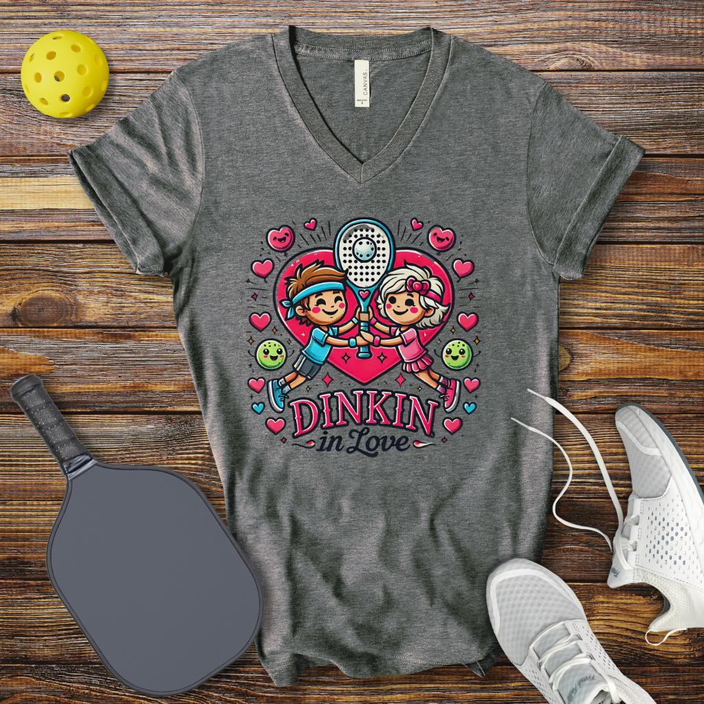 Dinkin in Love Valentine V-Neck T-shirt