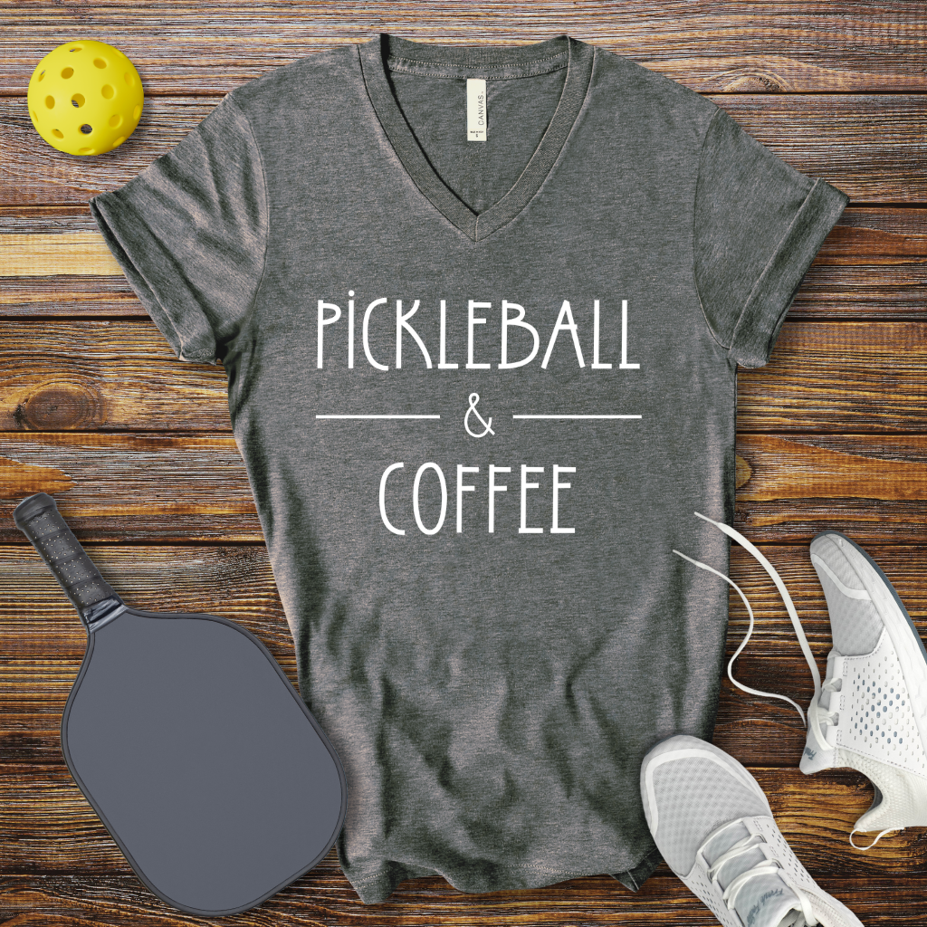 Pickleball & Coffee V-Neck T-shirt