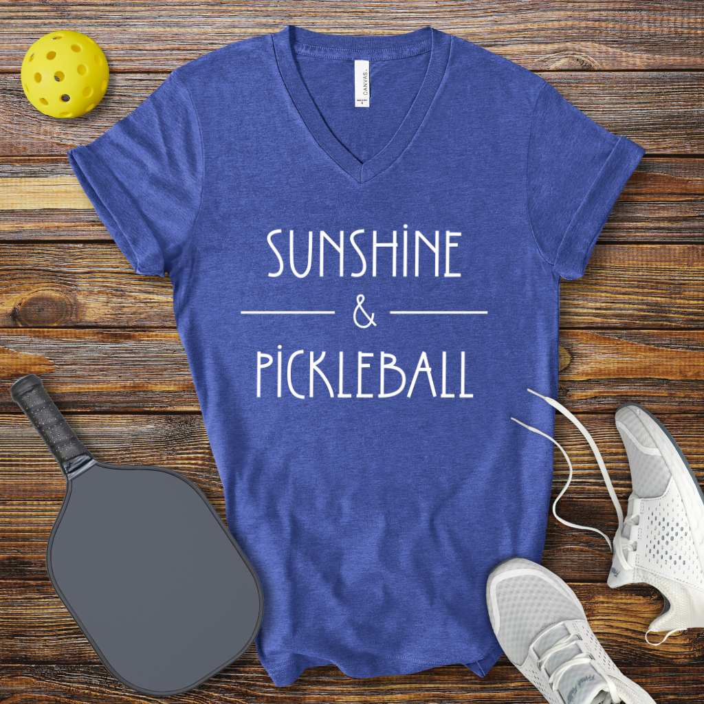 Sunshine & Pickleball V-Neck T-shirt