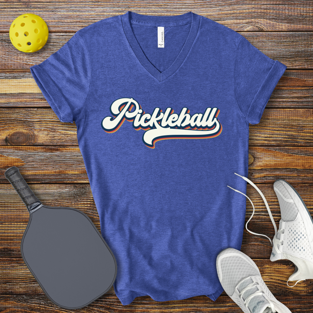 Pickleball Retro V-Neck T-shirt