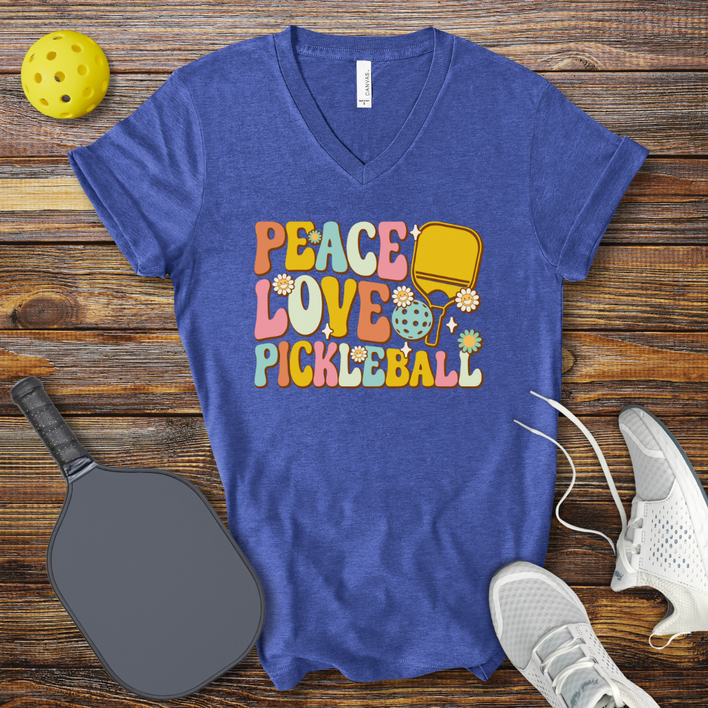 Peace Love Pickleball V-Neck T-shirt