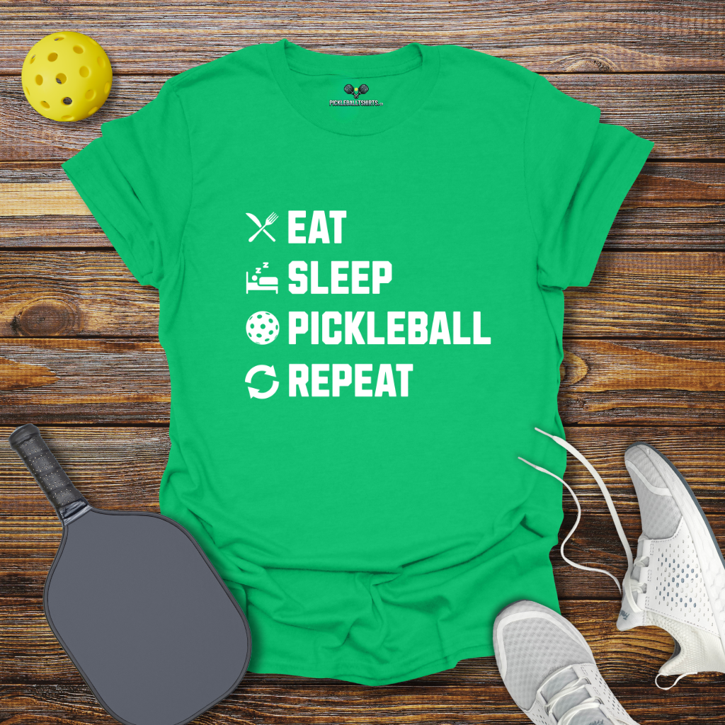 Eat Sleep Pickleball Repeat Logos T-Shirt