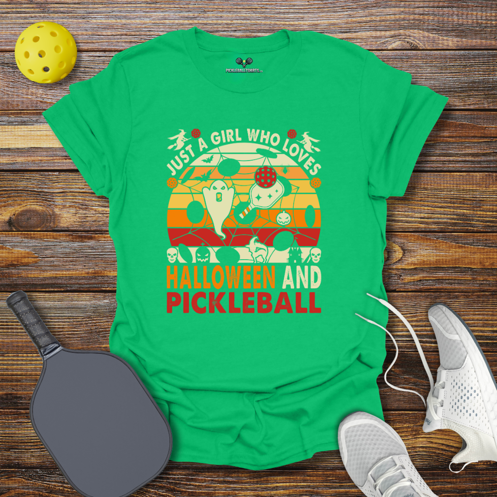 Just a Girl Who Loves Halloween and Pickleball T-Shirt