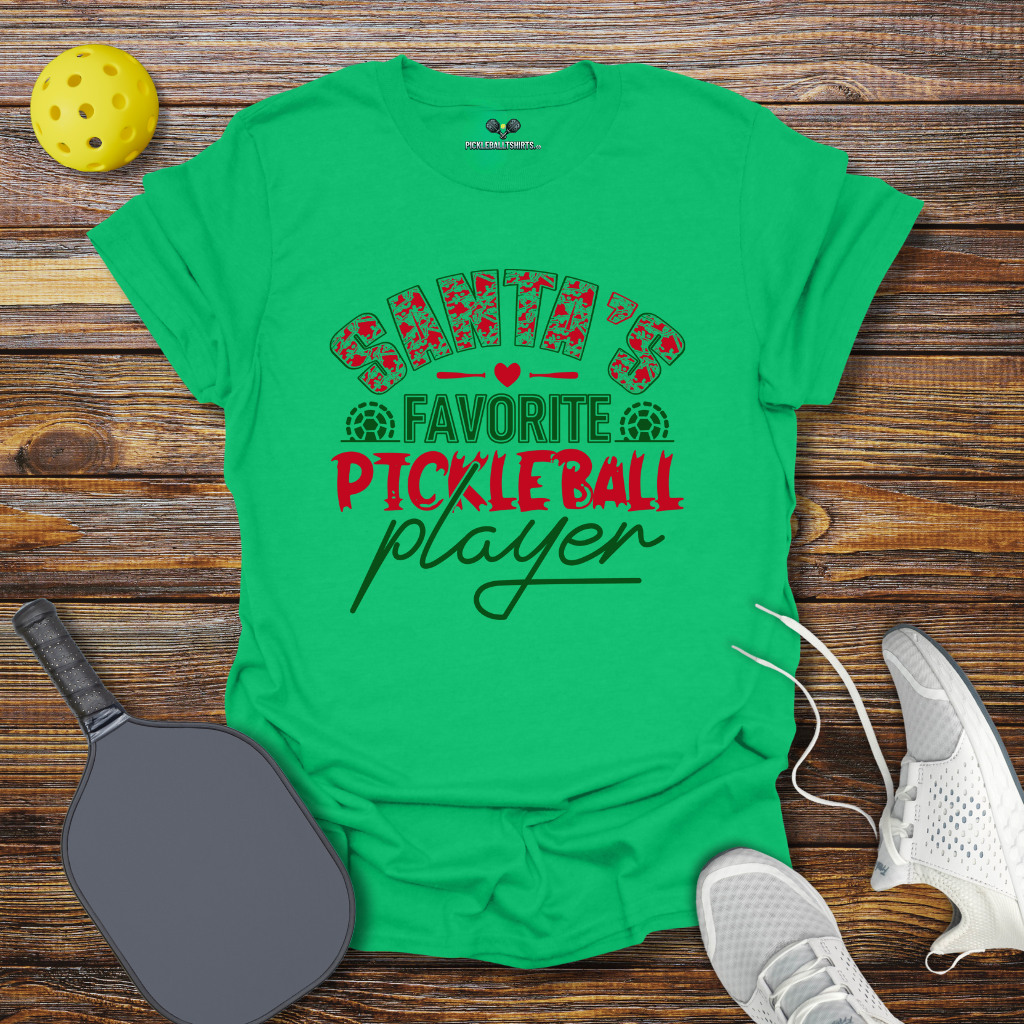 Santas Favorite Pickleball Player Christmas T-Shirt