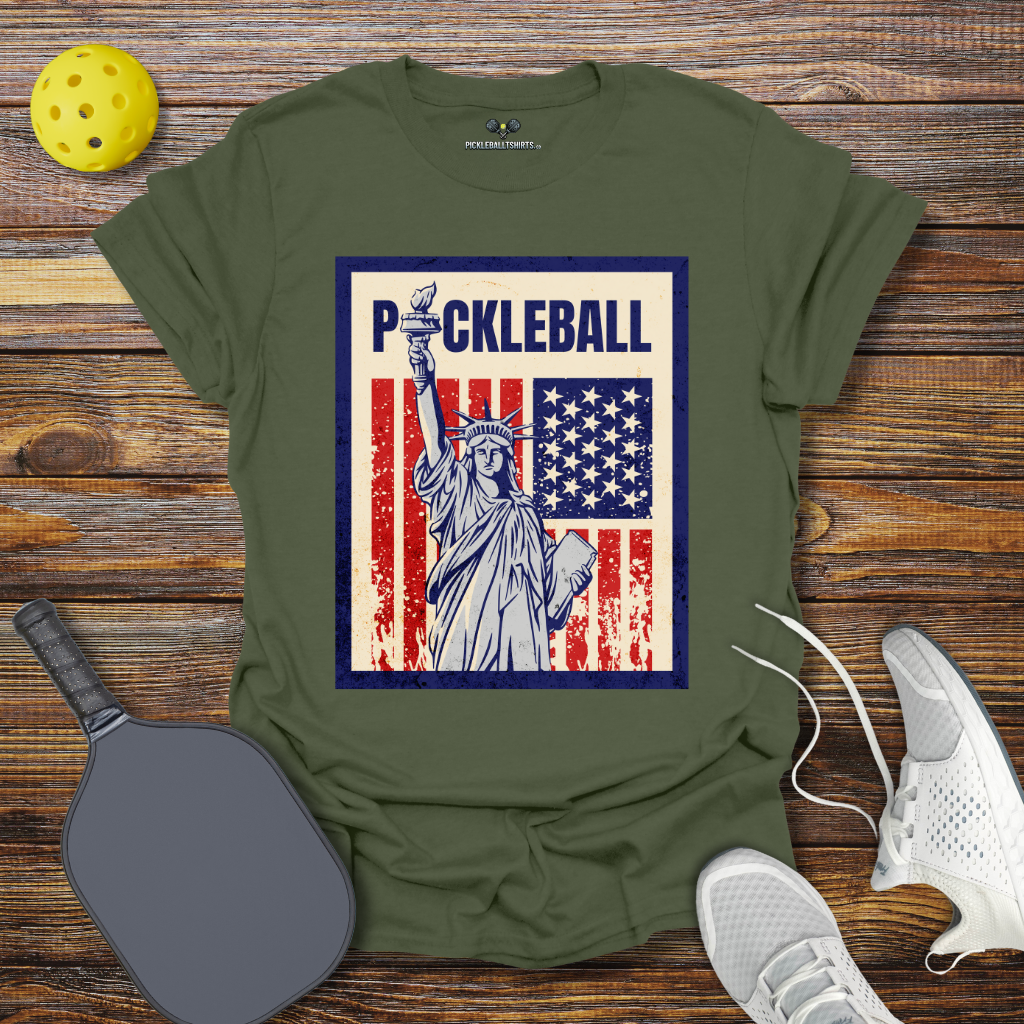 Pickleball Statue of Liberty T-Shirt