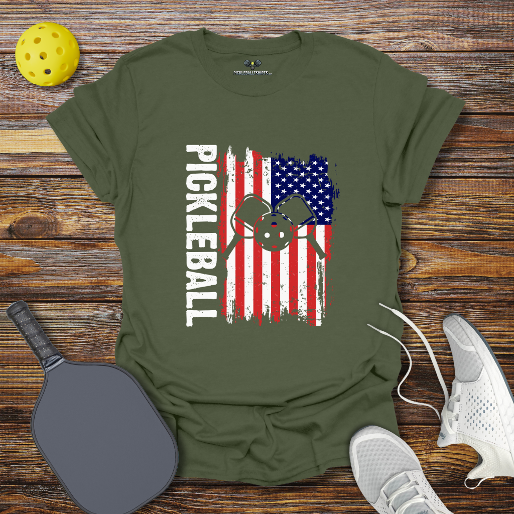 Pickleball USA Flag T-Shirt