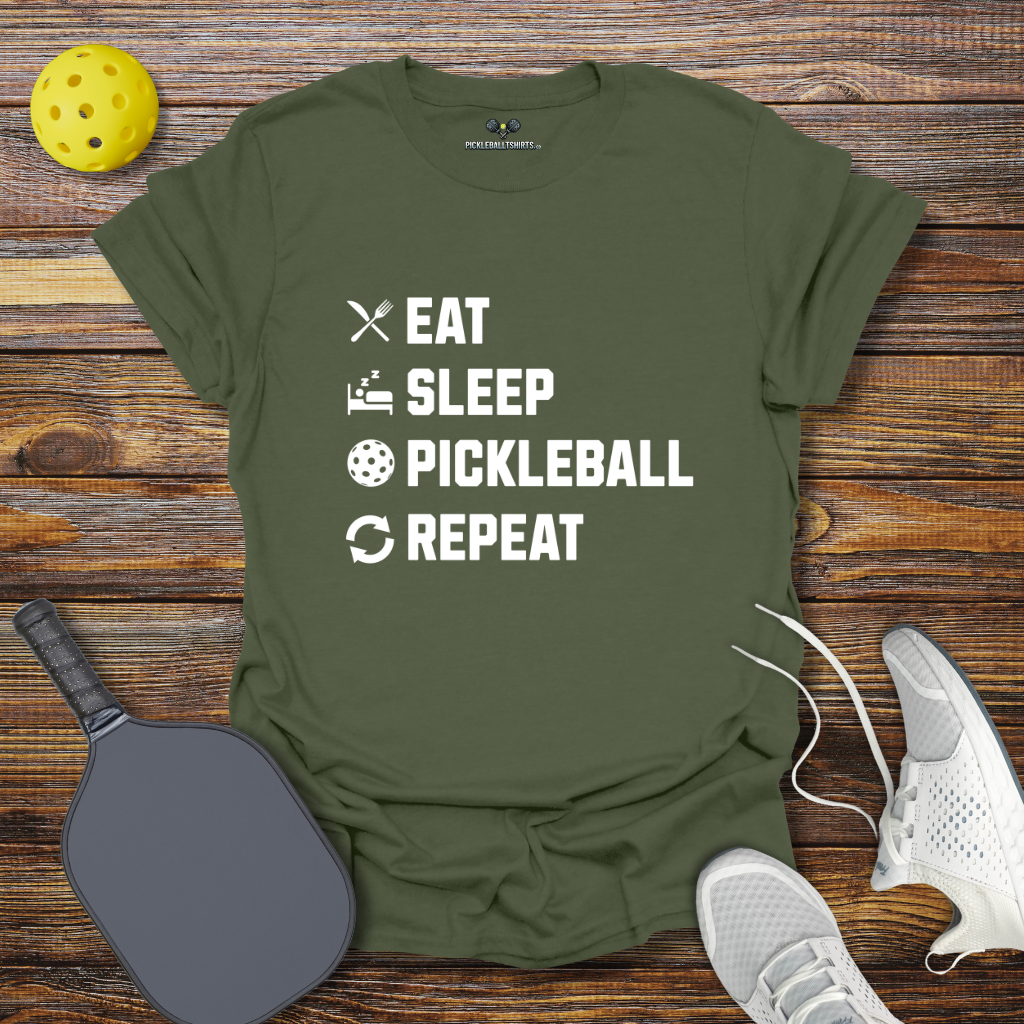 Eat Sleep Pickleball Repeat Logos T-Shirt